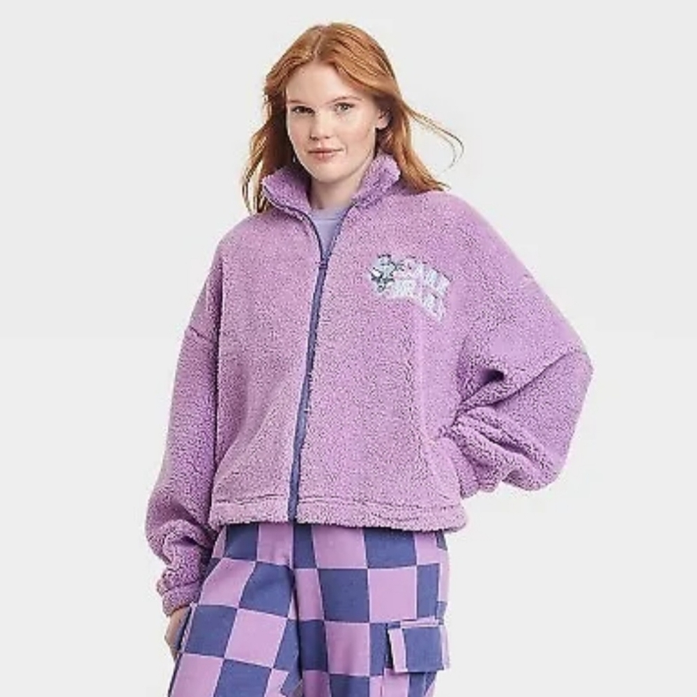 Women's Care Bears Graphic Faux-Fur Jacket-Purple XXL